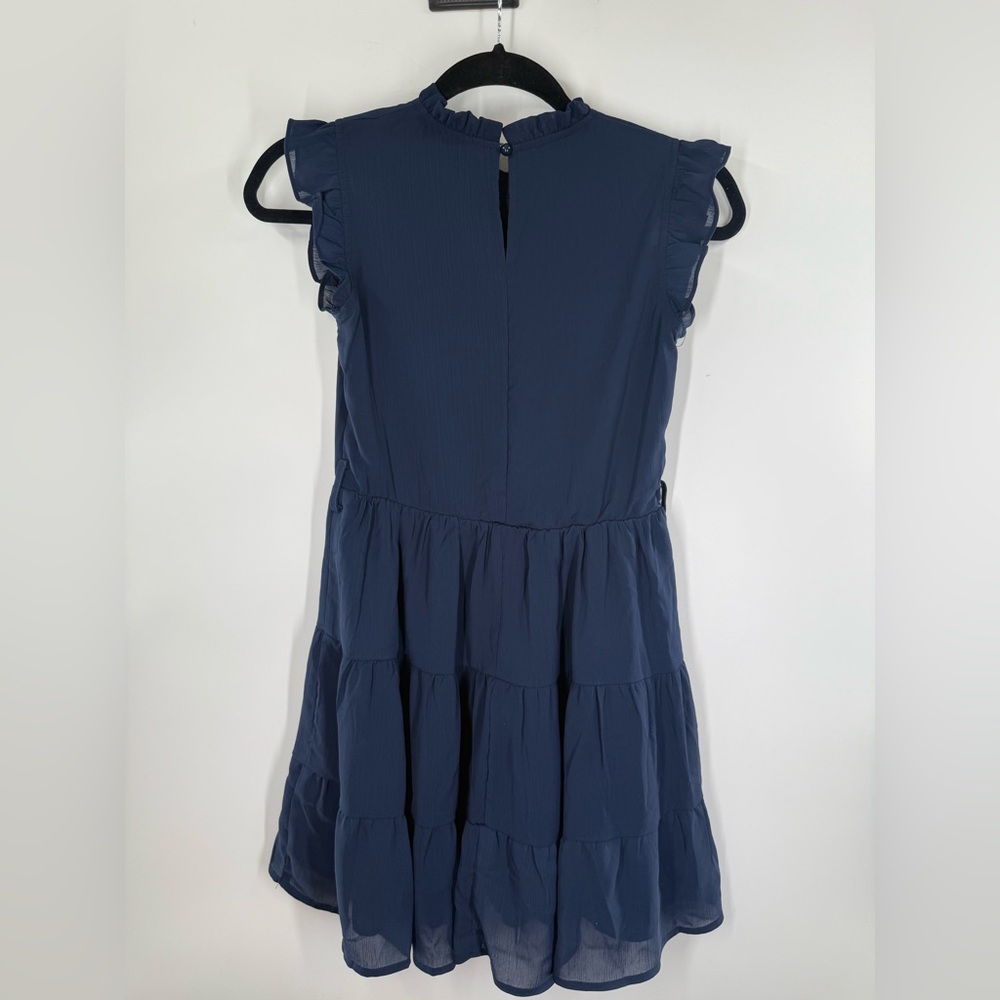 EUC Arshiner Blue Ruffle Neck Dress - Picture 9 of 11